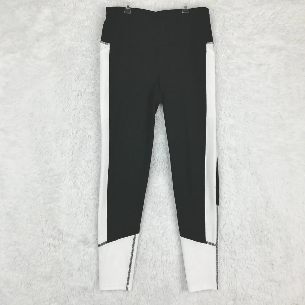 DSG Pants Womens Performance Leggings Black White Rise Stretch 7/8 Pockets XS